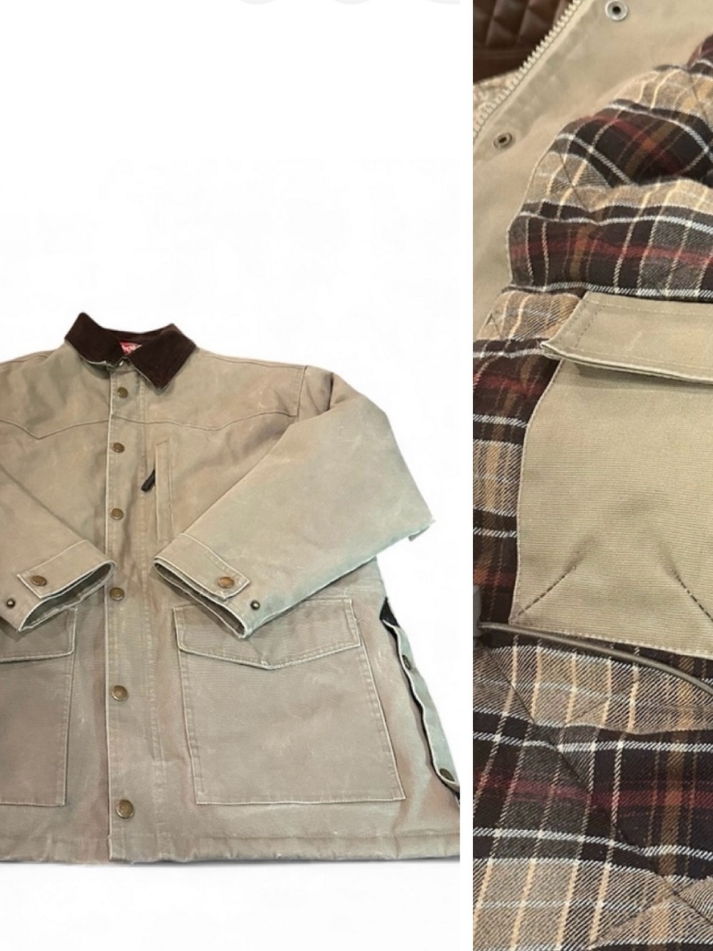 Rodeo Clothing Chore Jacket Quilted Plaid Lining Poly/Down Fill Size S
